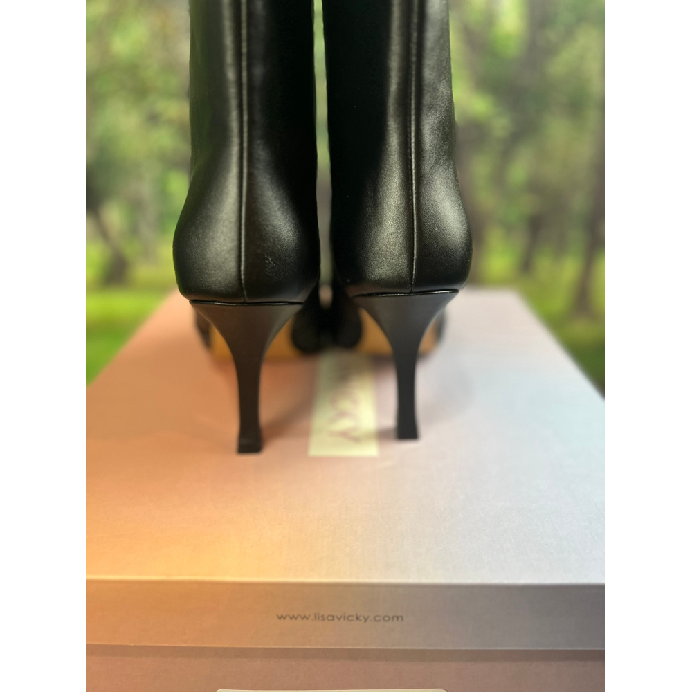 Lisa Vicky Black Arthaul-V Leather Ankle Boots Size 10M - Picture 3 of 5